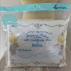 Precious Moments Birth Certificate Pillow - White and Blue